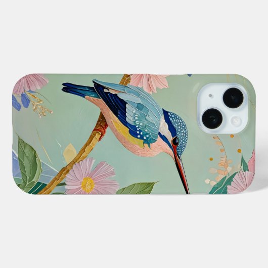 Serene Kingfisher in een bloemenparadijs Case-Mate iPhone Case (Achterkant (horizontaal))