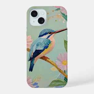 Serene Kingfisher in een bloemenparadijs iPhone 15 Case
