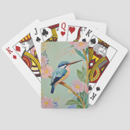 Serene Kingfisher in een bloemenparadijs Pokerkaarten