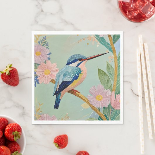 Serene Kingfisher in een bloemenparadijs Servet (Insitu)