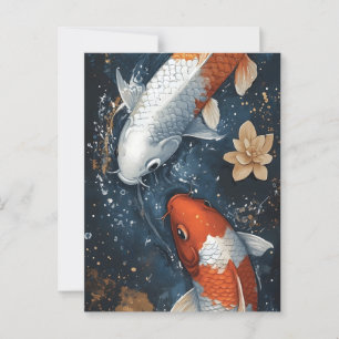 Serene Koi Vis met Lotus Bloemen Briefkaart