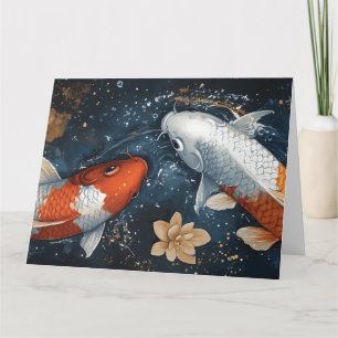 Serene Koi Vis met Lotus Bloemen Kaart