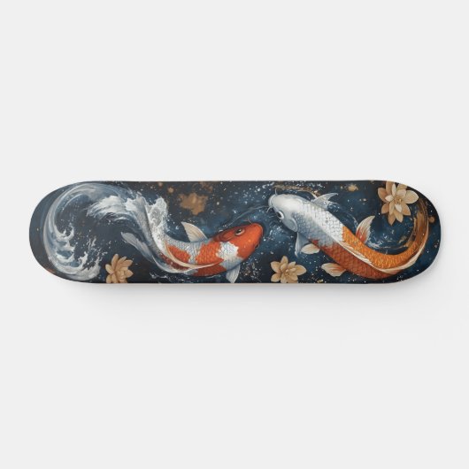 Serene Koi Vis met Lotus Bloemen Persoonlijk Skateboard (Horizontaal)