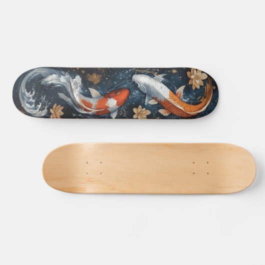 Serene Koi Vis met Lotus Bloemen Persoonlijk Skateboard (Horizontaal)