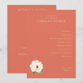 Serene Koraal Bloem Bruiloft Ceremonie Schema Programmakaart (Voorkant / Achterkant)