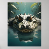 Serene Krokodil in Water Oerwoud Art Print (Voorkant)