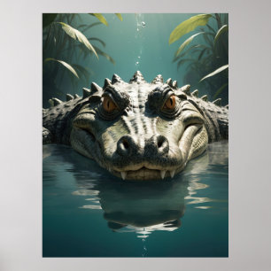 Serene Krokodil in Water Oerwoud Art Print