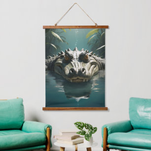 Serene Krokodil in Water Oerwoud Art Print Hangend Wandkleed