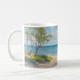 Serene Kust Ochtend Impressionistische Strand Kuns Koffiemok