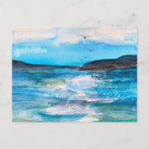 Serene Kustbaai Aquarel Schilderij