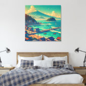 Serene Kusten van Fuji Canvas Afdruk (Insitu (Slaapkamer))