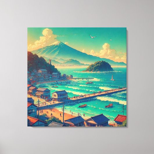 Serene Kusten van Fuji Canvas Afdruk (Voorkant)