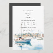 Serene kustplaats zeilboten haven strand bruiloft kaart (Voorkant / Achterkant)