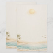Serene Kuststrand Briefpapier (Voorkant / Achterkant)