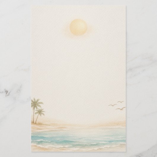 Serene Kuststrand Briefpapier (Achterkant)