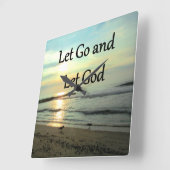 SERENE LAAT GAAN EN LAAT GOD OCEAN FOTO VIERKANTE KLOK (Hoek)