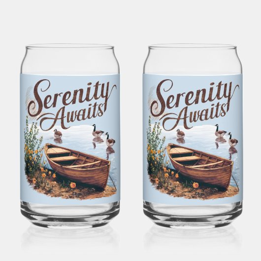 Serene Lake boot met ganzen en wilde bloemen Blikvorm Glas (Voorkant)