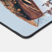 Serene Lake boot met ganzen en wilde bloemen Bureaumat (Hoek)