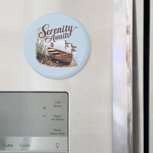 Serene Lake boot met ganzen en wilde bloemen Magneet (Insitu (Koelkast))