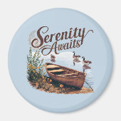 Serene Lake boot met ganzen en wilde bloemen Magneet (Voorkant)