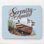 Serene Lake boot met ganzen en wilde bloemen Muismat (Voorkant)