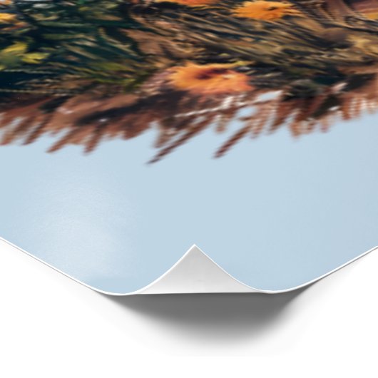 Serene Lake boot met ganzen en wilde bloemen Perfect Poster (Hoek)