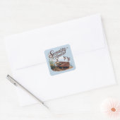 Serene Lake boot met ganzen en wilde bloemen Vierkante Sticker (Envelop)