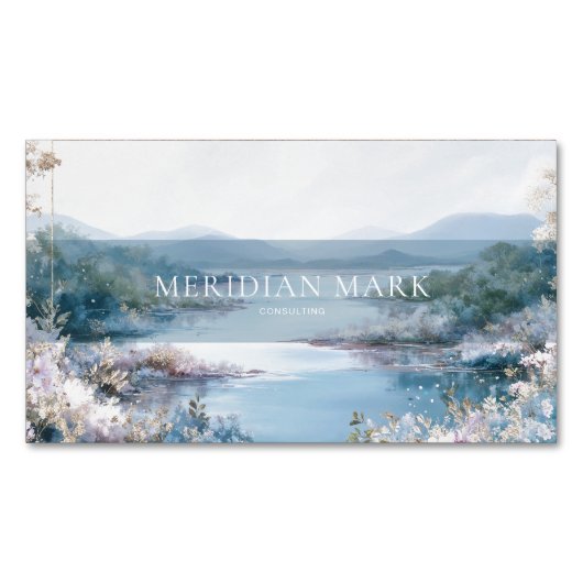 Serene Lake Pink Floral Gold Sparkle Magnetisch Visitekaartje (Voorkant)