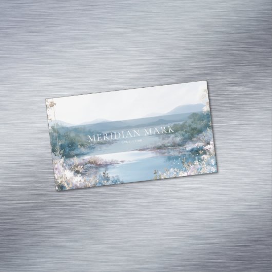 Serene Lake Pink Floral Gold Sparkle Magnetisch Visitekaartje (Voorbeeld)