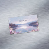 Serene Lake Pink Floral Gold Sparkle Magnetisch Visitekaartje (Voorbeeld)