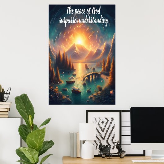 Serene Lake Reflections Poster (Thuiskantoor)