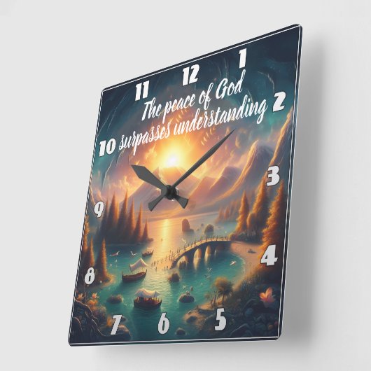 Serene Lake Reflections Vierkante Klok (Hoek)