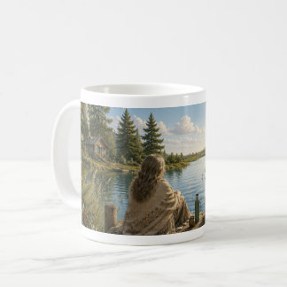 Serene Lakeside Botanical Nature Meditation Mug Koffiemok
