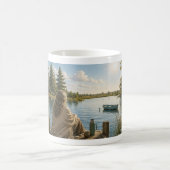 Serene Lakeside Botanical Nature Meditation Mug Koffiemok (Center)