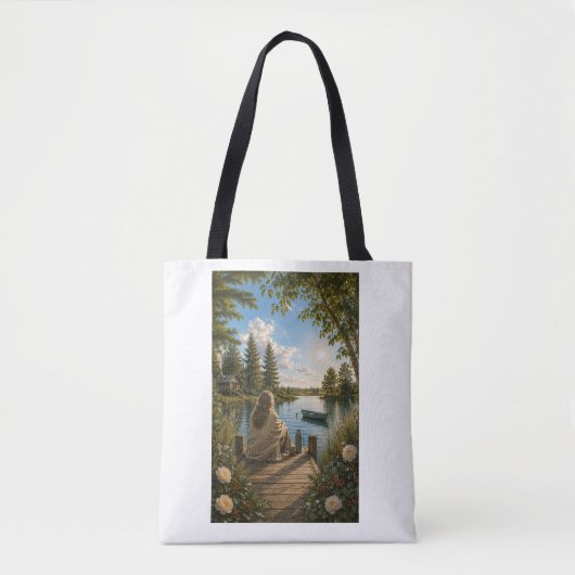 Serene Lakeside Botanical Nature Tote Bag (Voorkant)