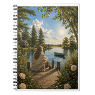 Serene Lakeside Notebook | Peaceful Nature & Cotta Notitieboek