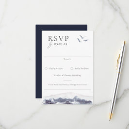 Serene Landscape Waterverf Wedding RSVP Kaartje