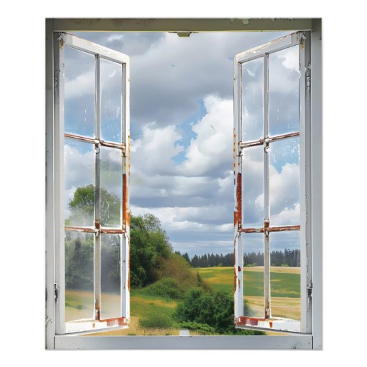 Serene Landscape Window Uitzicht Foto Afdruk (Voorkant)