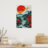 Serene Landschap Abstract Bos Berg Poster (Keuken)