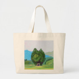 Serene Landschap' Artistieke Natuur Illustratie Grote Tote Bag