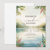 Serene Landschap Bloemen Waterverf bruiloft Kaart (Voorkant / Achterkant)