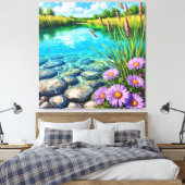 Serene Landschap met Heldere Meer Canvas Afdruk (Insitu (Slaapkamer))