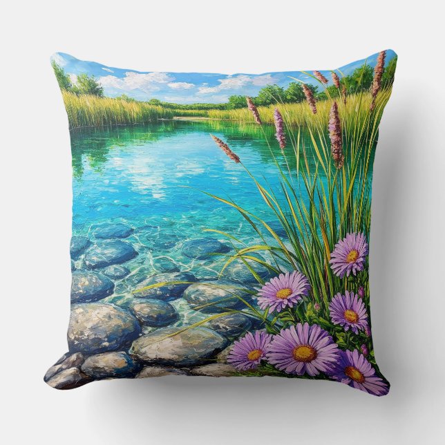 Serene Landschap met Heldere Meer Kussen (Voorkant)