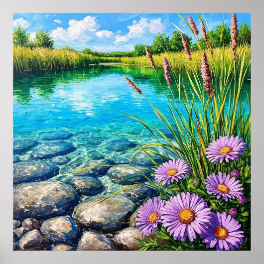 Serene Landschap met Heldere Meer Poster (Voorkant)