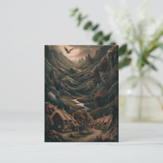 Serene Landschap: Vogelvlucht Briefkaart (Staand voorkant)