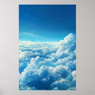 Serene landschapsschilderkunst - Blauwe lucht, wit Poster