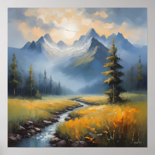 Serene landschapsschilderkunst - rustige Natuur Poster