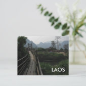 Serene Laos-gebergte, rivier, brug in Zuidoost-Azi Briefkaart (Staand voorkant)