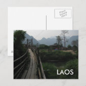 Serene Laos-gebergte, rivier, brug in Zuidoost-Azi Briefkaart (Voorkant / Achterkant)
