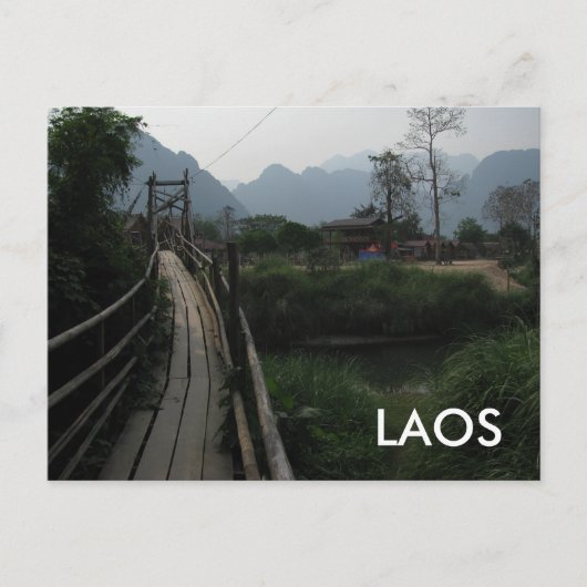 Serene Laos-gebergte, rivier, brug in Zuidoost-Azi Briefkaart (Voorkant)